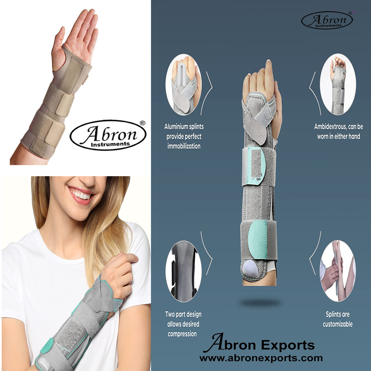 Bandage Splint Forarm bandage Grey Universal Size1 for Hairline fracture Surgical Nursing Home Clinic Ortho Abron ABM-1723B 